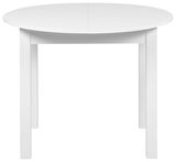 Runder weißer Esstisch aus der Frontalperspektive