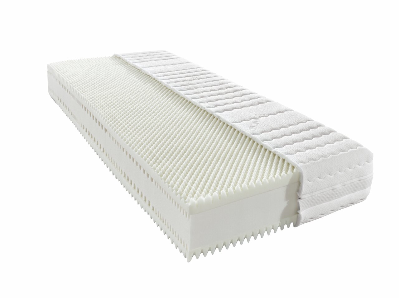 Novel Komfortschaummatratze H2 ORTHO STAR PLUS KS Komfortschaummatratze mit wellenförmiger Oberfläche und abnehmbarem Bezug, seitliche Perspektive