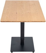 Ess- und Bartisch mit rechteckiger Holzplatte und schwarzem Metallfuß, Frontalansicht