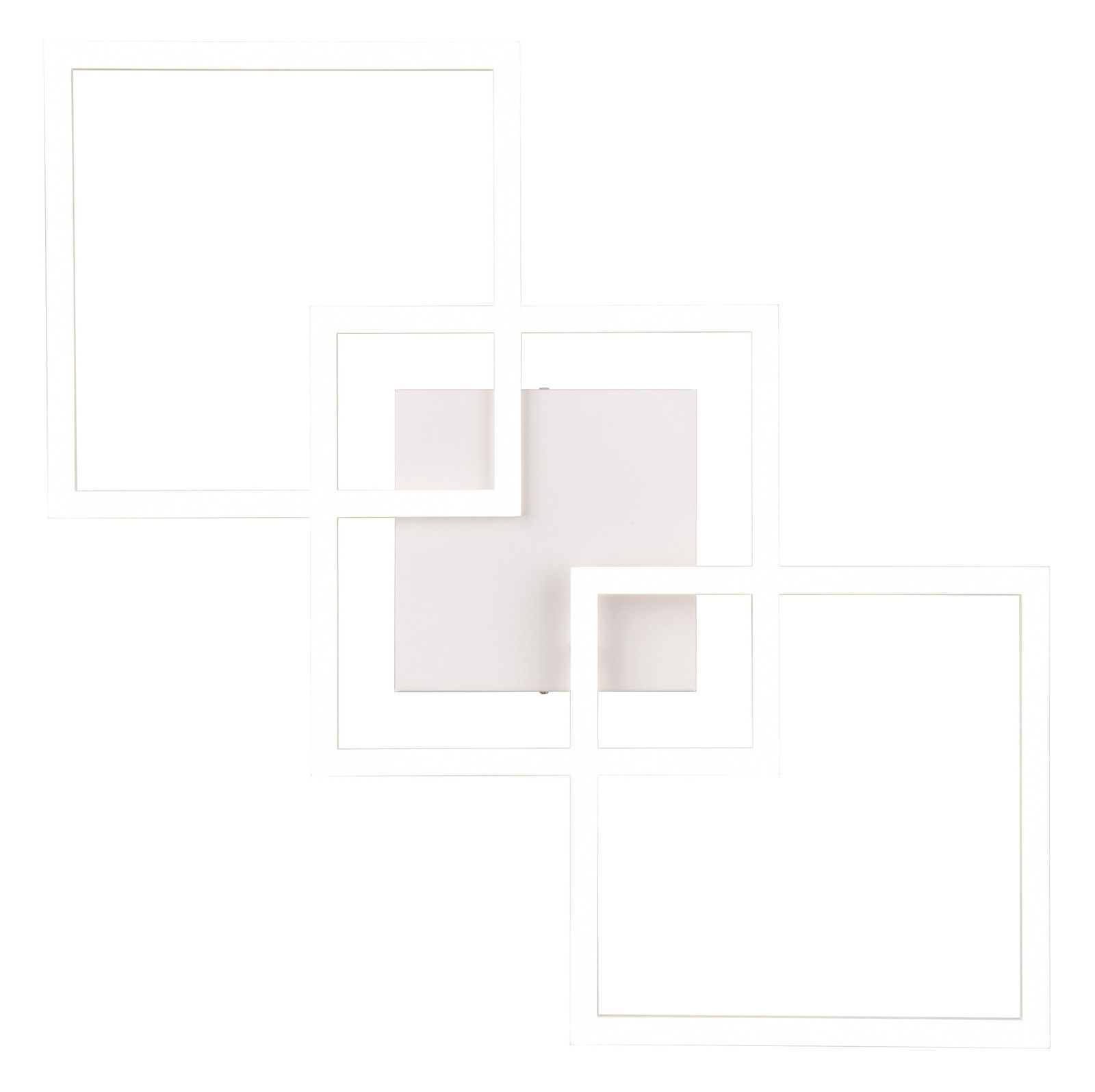 Moderne Deckenleuchte Trail mit geometrischem Design aus weißen Quadraten, Ansicht von oben.