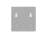 Rückansicht einer silbernen Montageplatte mit vier Befestigungslöchern für die Akku Wandleuchte TALENT.