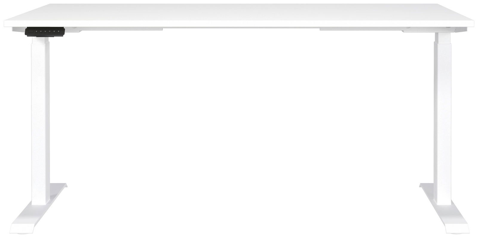 Weißer E-Schreibtisch 160x80 cm, frontal betrachtet