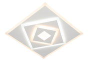 Moderne LED-Deckenleuchte in geometrischem Design, aus der Vogelperspektive fotografiert.