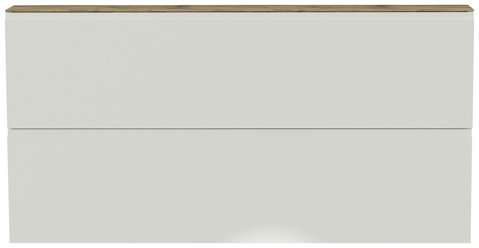 Frontansicht eines XL-Hängeschuhschranks mit zwei Klappen in modernem Design und Holzoberfläche.