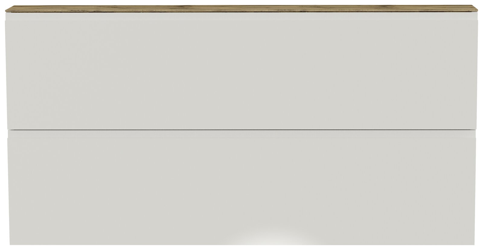 Frontansicht eines XL-Hängeschuhschranks mit zwei Klappen in modernem Design und Holzoberfläche.