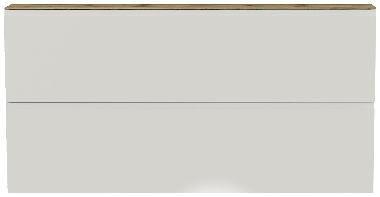 Frontansicht eines XL-Hängeschuhschranks mit zwei Klappen in modernem Design und Holzoberfläche.