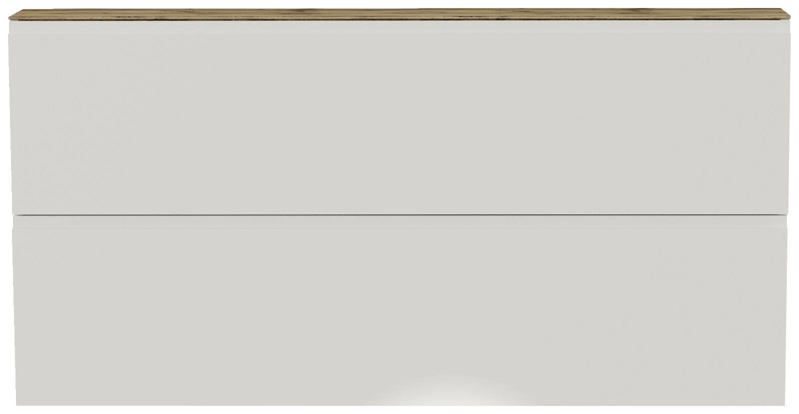 Frontansicht eines XL-Hängeschuhschranks mit zwei Klappen in modernem Design und Holzoberfläche.