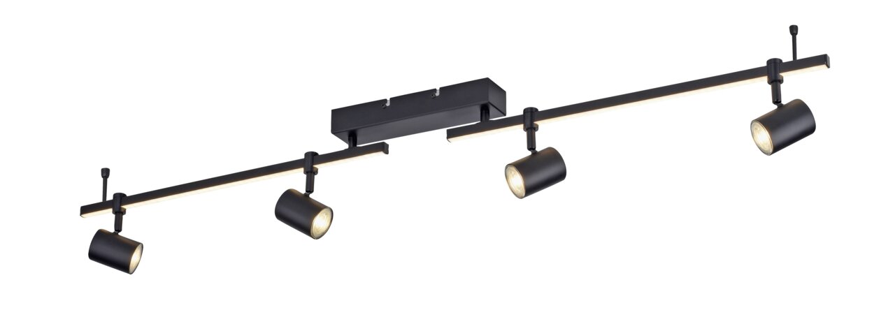 Paul Neuhaus Deckenleuchte BARIK Schwarze Wand- und Deckenleuchte mit vier verstellbaren Strahlern, seitliche Perspektive