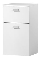 Weißer Unterschrank mit zwei Schubladen, Frontansicht