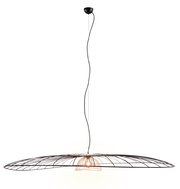 Moderne Hängeleuchte mit filigranem Drahtdesign, seitliche Perspektive