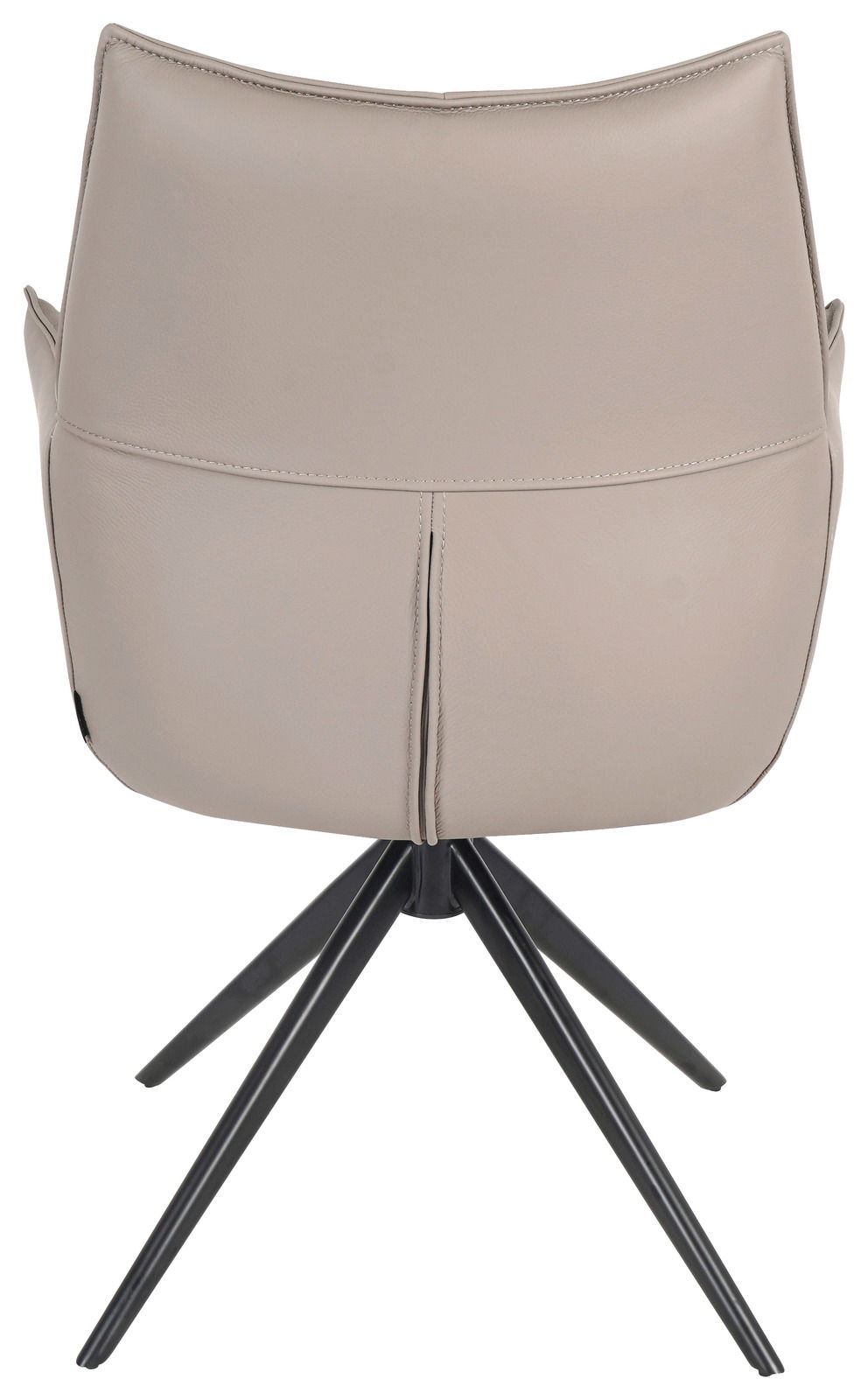 Rückansicht eines beigen Armlehnstuhls mit schwarzem Metallgestell, Modell MIAMI