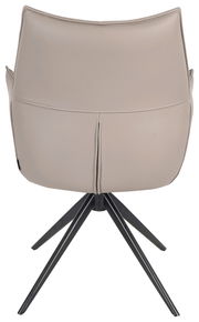 Rückansicht eines beigen Armlehnstuhls mit schwarzem Metallgestell, Modell MIAMI