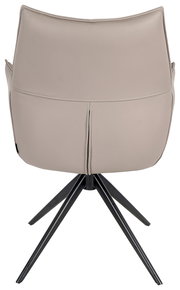 Rückansicht eines beigen Armlehnstuhls mit schwarzem Metallgestell, Modell MIAMI