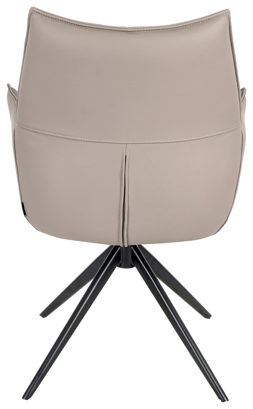 Rückansicht eines beigen Armlehnstuhls mit schwarzem Metallgestell, Modell MIAMI