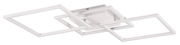 Moderne Deckenleuchte mit drei überlappenden quadratischen Rahmen in Weiß, seitliche Perspektive