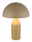 Moderne Tischleuchte ATOMA in Beige mit halbrundem Schirm, seitliche Perspektive