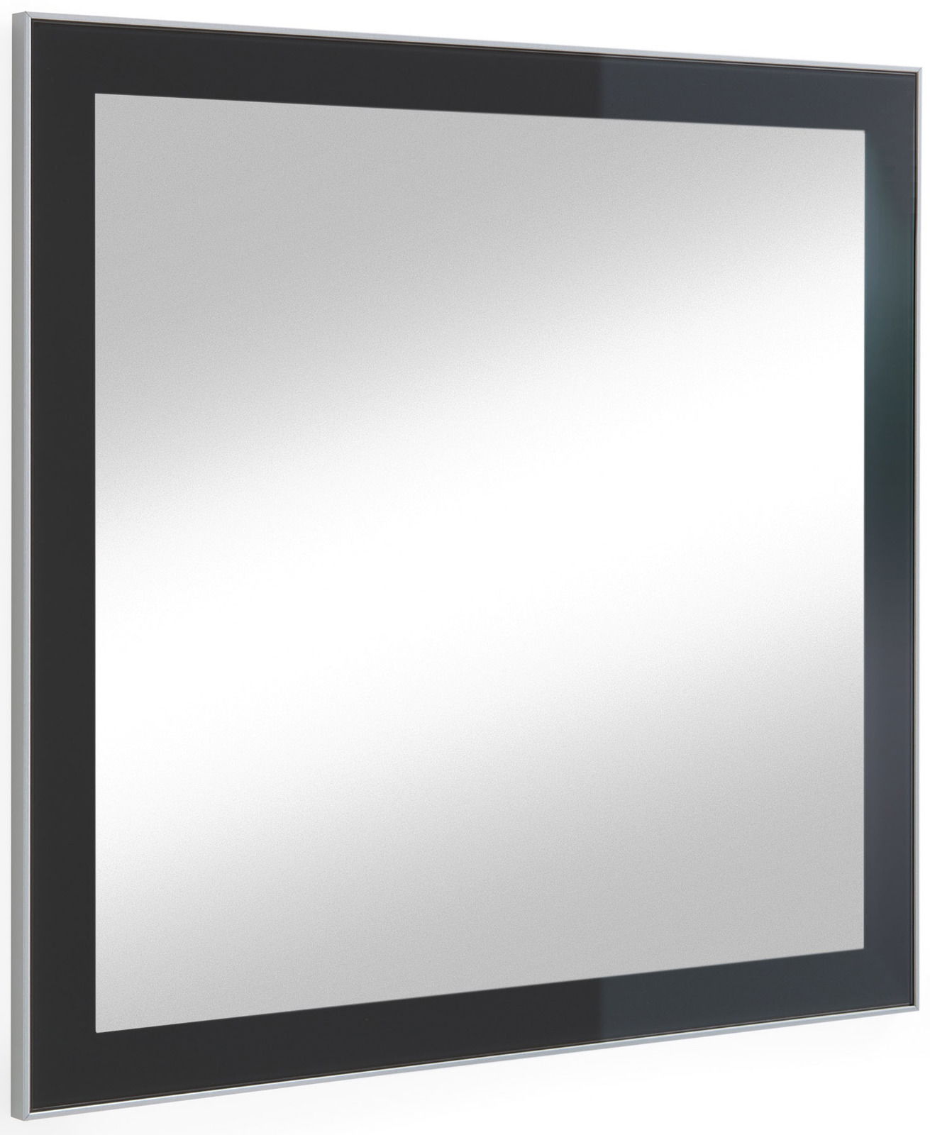 Moderner Spiegel mit schwarzem Rahmen, seitliche Perspektive