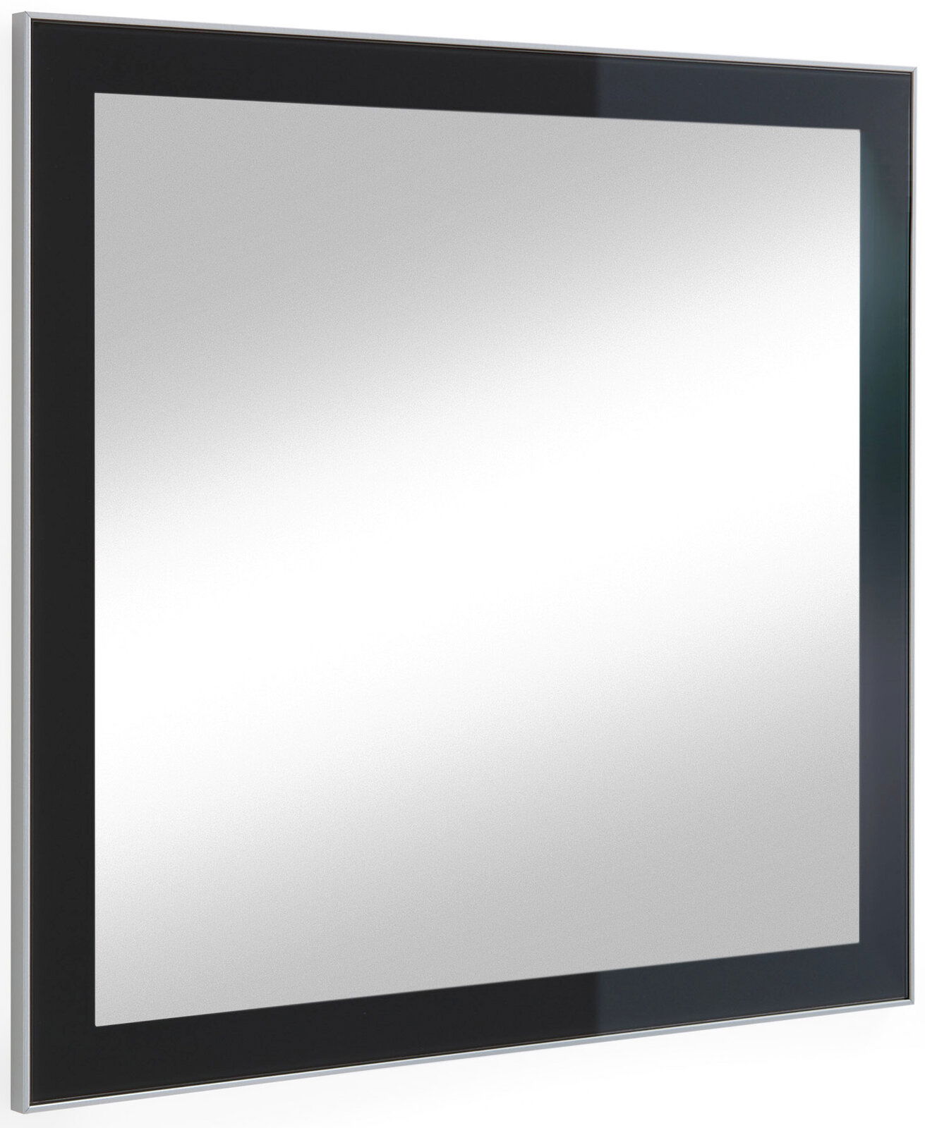 Moderner Spiegel mit schwarzem Rahmen, seitliche Perspektive