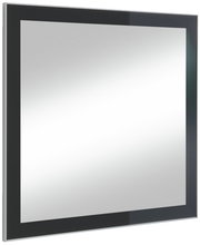 Moderner Spiegel mit schwarzem Rahmen, seitliche Perspektive