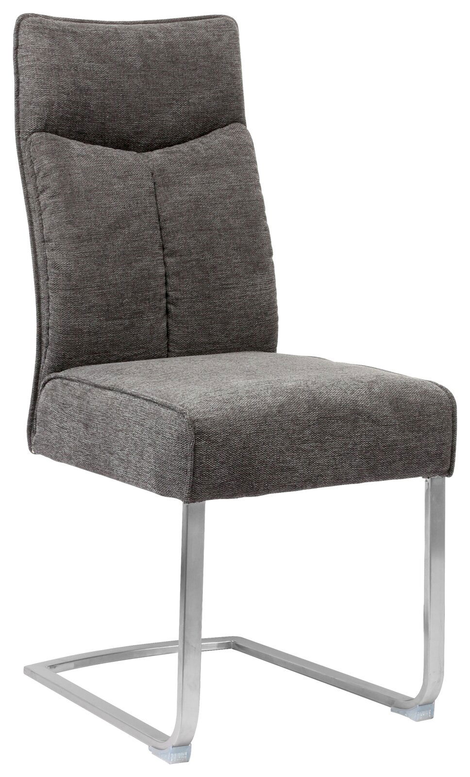 Novel Freischwinger BUFFY Grauer Freischwinger-Stuhl mit gepolsterter Rückenlehne und Sitzfläche, seitliche Perspektive