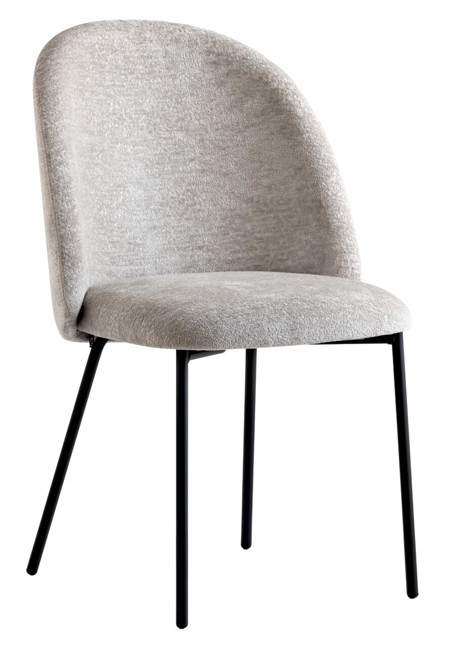 Connubia Stuhl TUKA MID Moderner Stuhl mit grauem Stoffbezug und schwarzen Metallbeinen, seitliche Perspektive