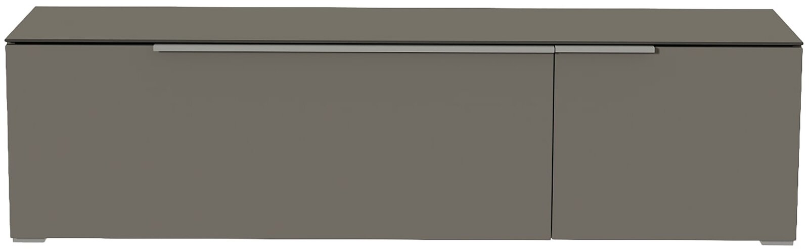 Moderano TV-Lowboard BORMIO Frontansicht eines grauen TV-Lowboards mit zwei Türen und einem langen Griff.