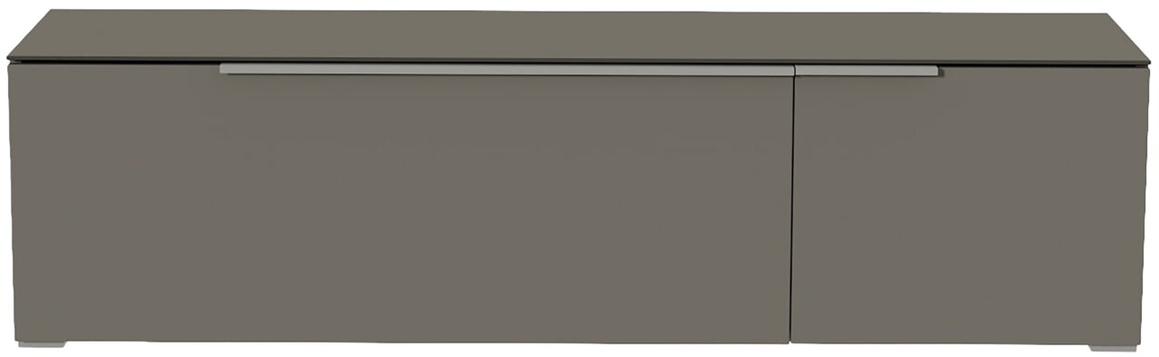Moderano TV-Lowboard BORMIO Frontansicht eines grauen TV-Lowboards mit zwei Türen und einem langen Griff.