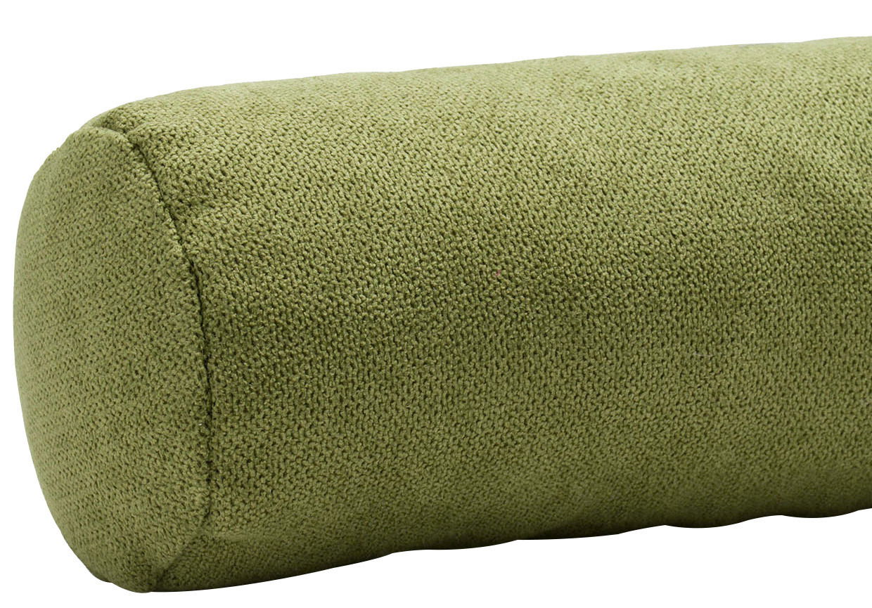 Grüne Zugluftrolle aus 100% Polyester, seitliche Perspektive