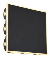 Moderne Wandleuchte SAIDY mit quadratischem, schwarzem Design und seitlich sichtbaren Leuchtmitteln, seitliche Perspektive