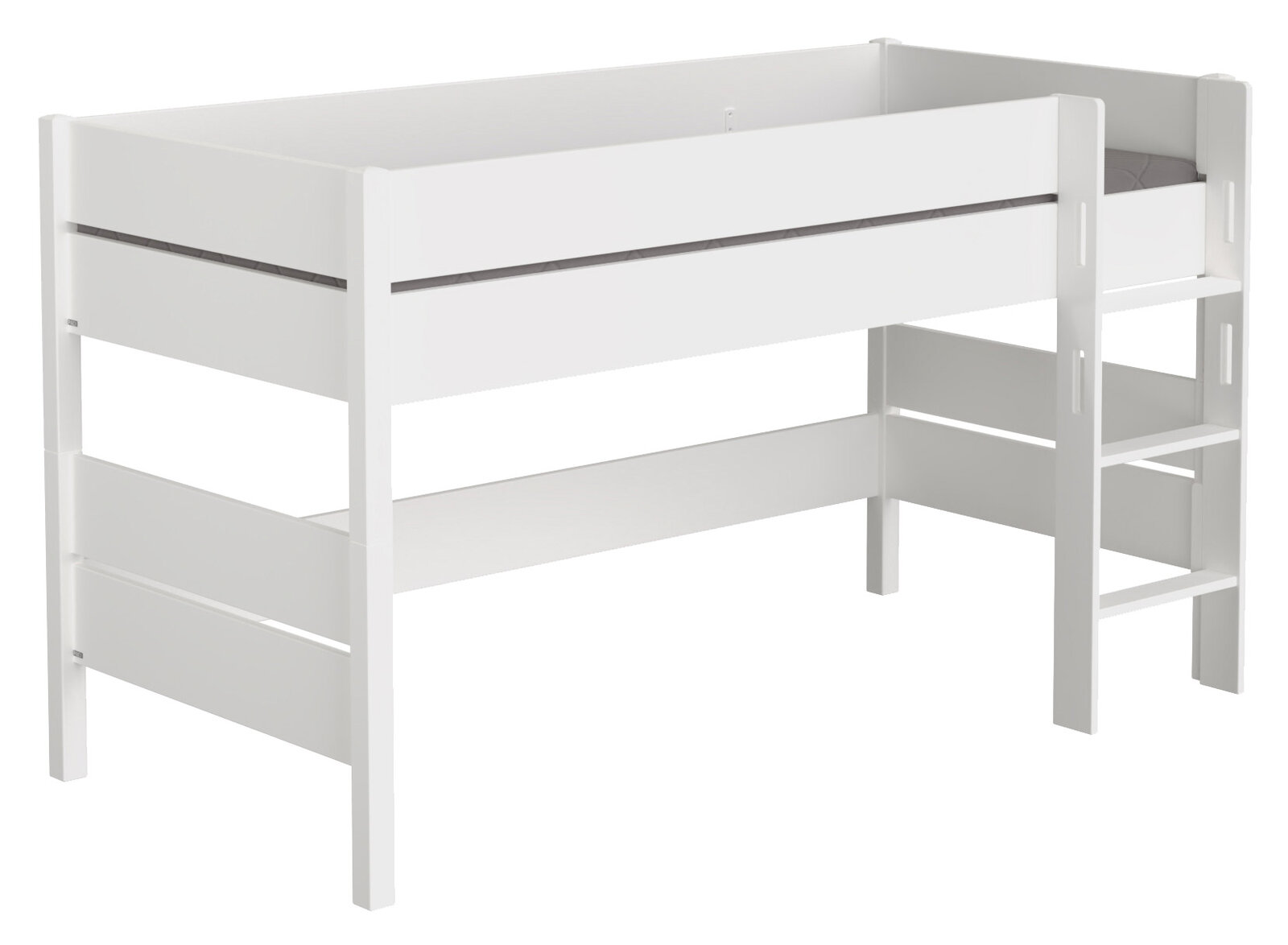 Paidi Spielbett TIAGO Weißes Spielbett mit Leiter, seitliche Perspektive