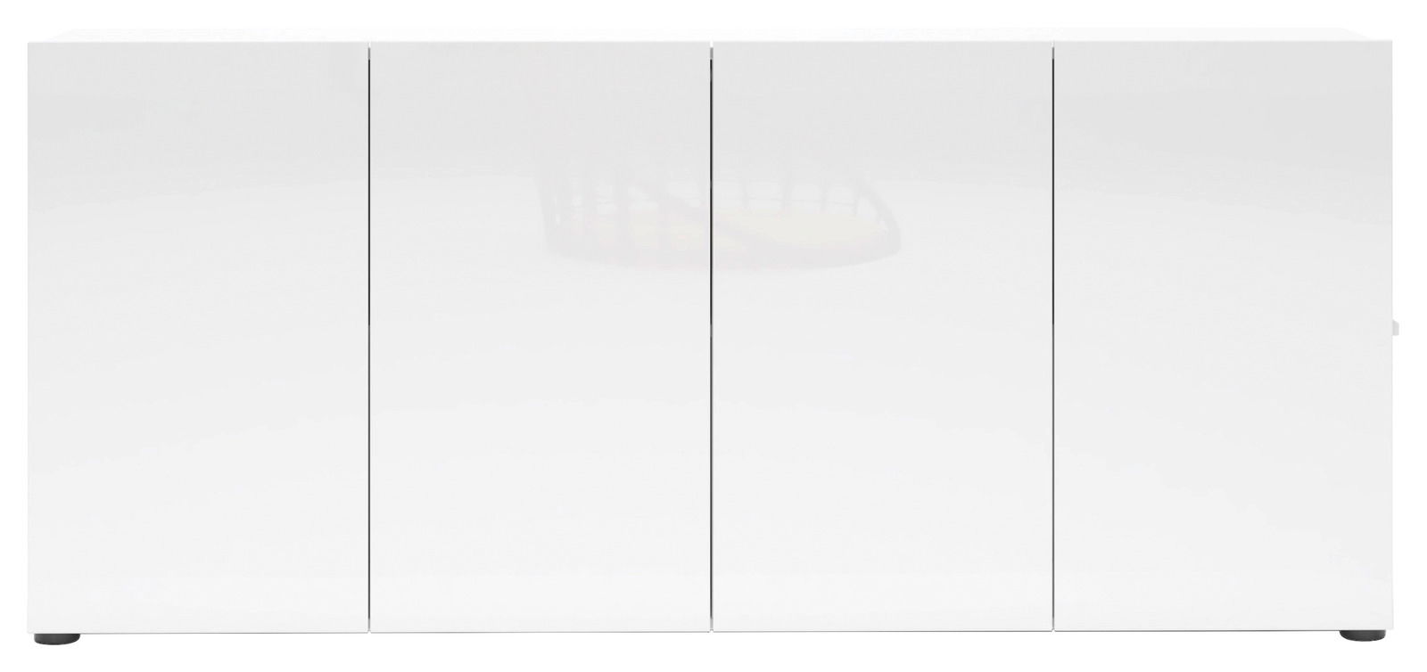 Weißes Sideboard mit vier Türen, frontale Ansicht