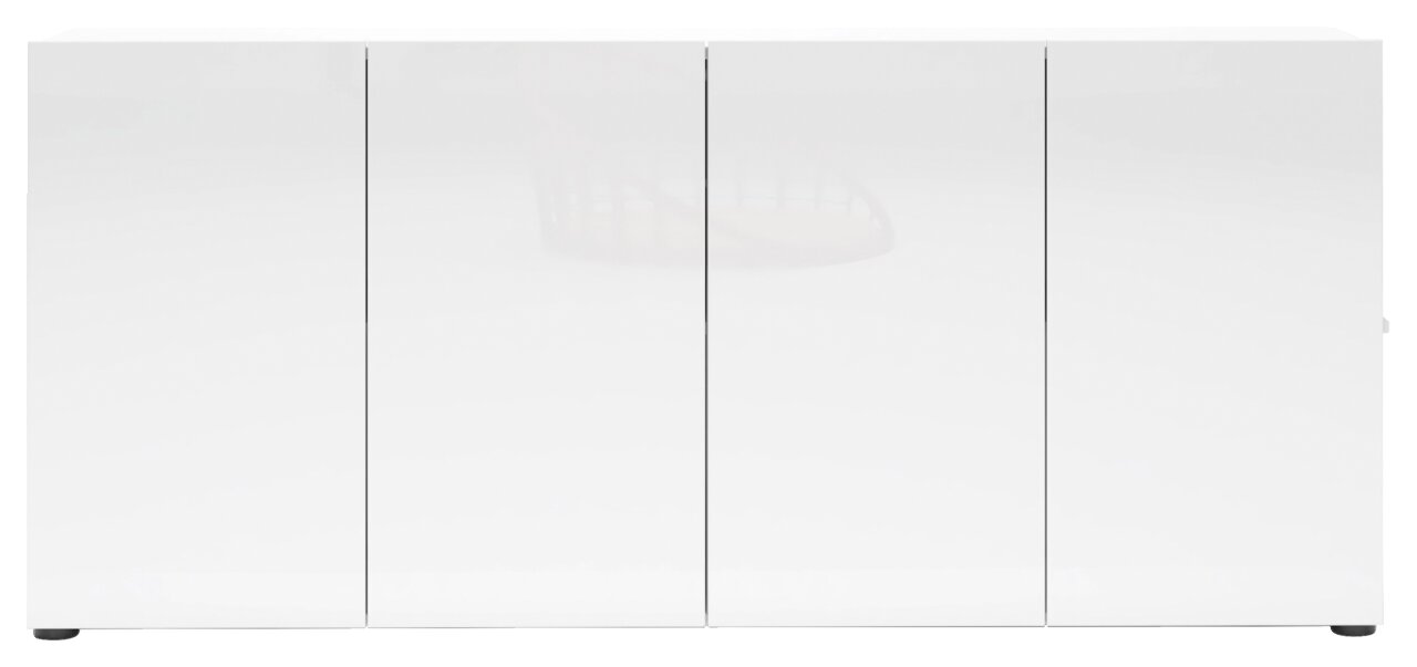 Weißes Sideboard mit vier Türen, frontale Ansicht