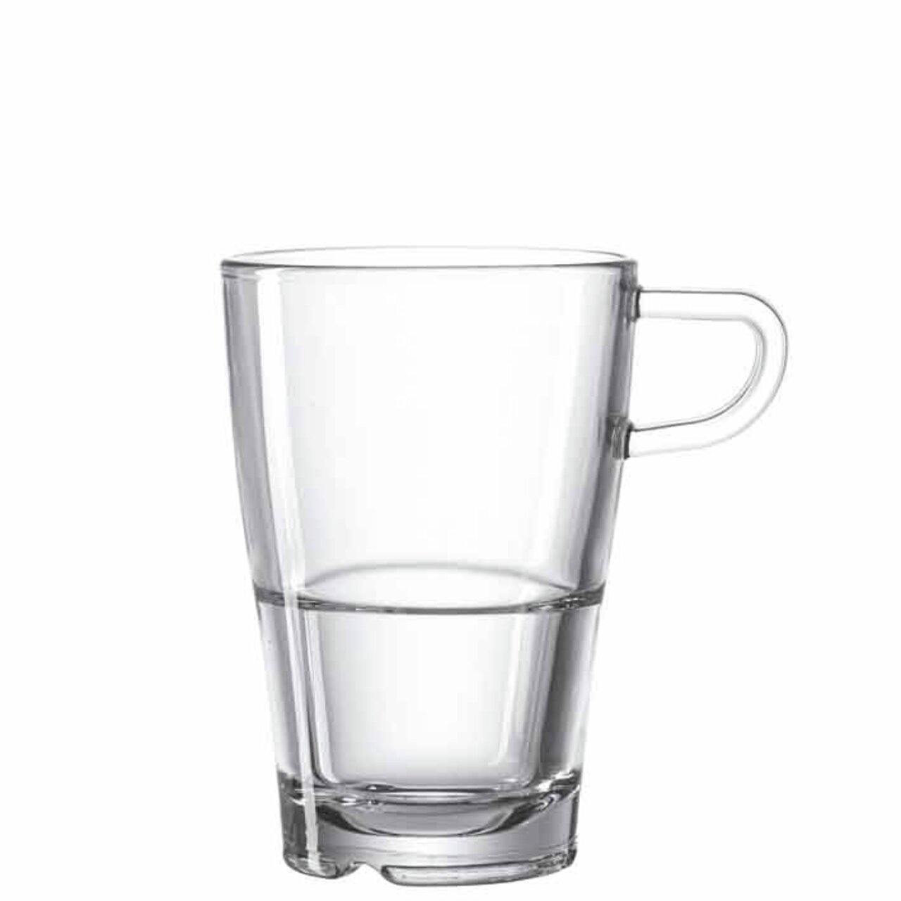 Leonardo Latte Macchiato Glas SENSO Transparente Glastasse Senso 350ml mit Henkel, seitliche Perspektive