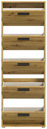 Schuhkipper aus Holz mit fünf Klappen, frontale Ansicht