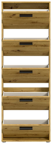 Schuhkipper aus Holz mit fünf Klappen, frontale Ansicht
