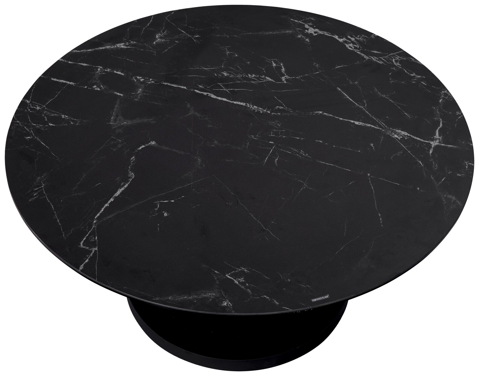 Dieter Knoll Couchtisch TAORMINA Runder Couchtisch mit schwarzer Marmoroptik, Ansicht von oben.