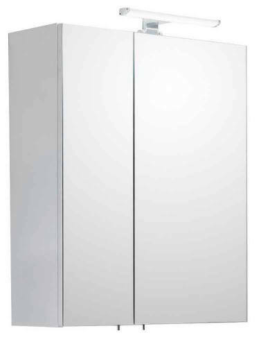 XORA Spiegelschrank TIVOLI Moderner Spiegelschrank mit zwei Türen und integrierter Beleuchtung, seitliche Perspektive