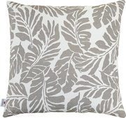Outdoor Kissen mit Blätterdesign in Beige und Weiß, Vorderansicht
