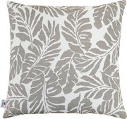 Outdoor Kissen mit Blätterdesign in Beige und Weiß, Vorderansicht