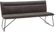 Moderne Bank aus der Serie SCALA von Valnatura in dunklem Leder mit Metallbeinen, seitliche Perspektive