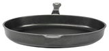 Schwarze Fischpfanne 41 x 27 cm mit Griff, Ansicht von vorne