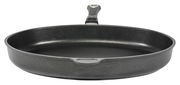 Schwarze Fischpfanne 41 x 27 cm mit Griff, Ansicht von vorne