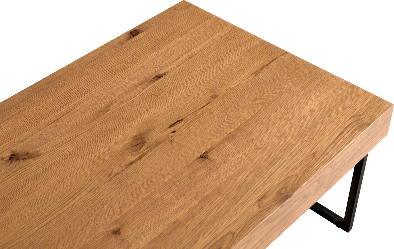 Houten salontafel met natuurlijke nerf, gezien van bovenaf