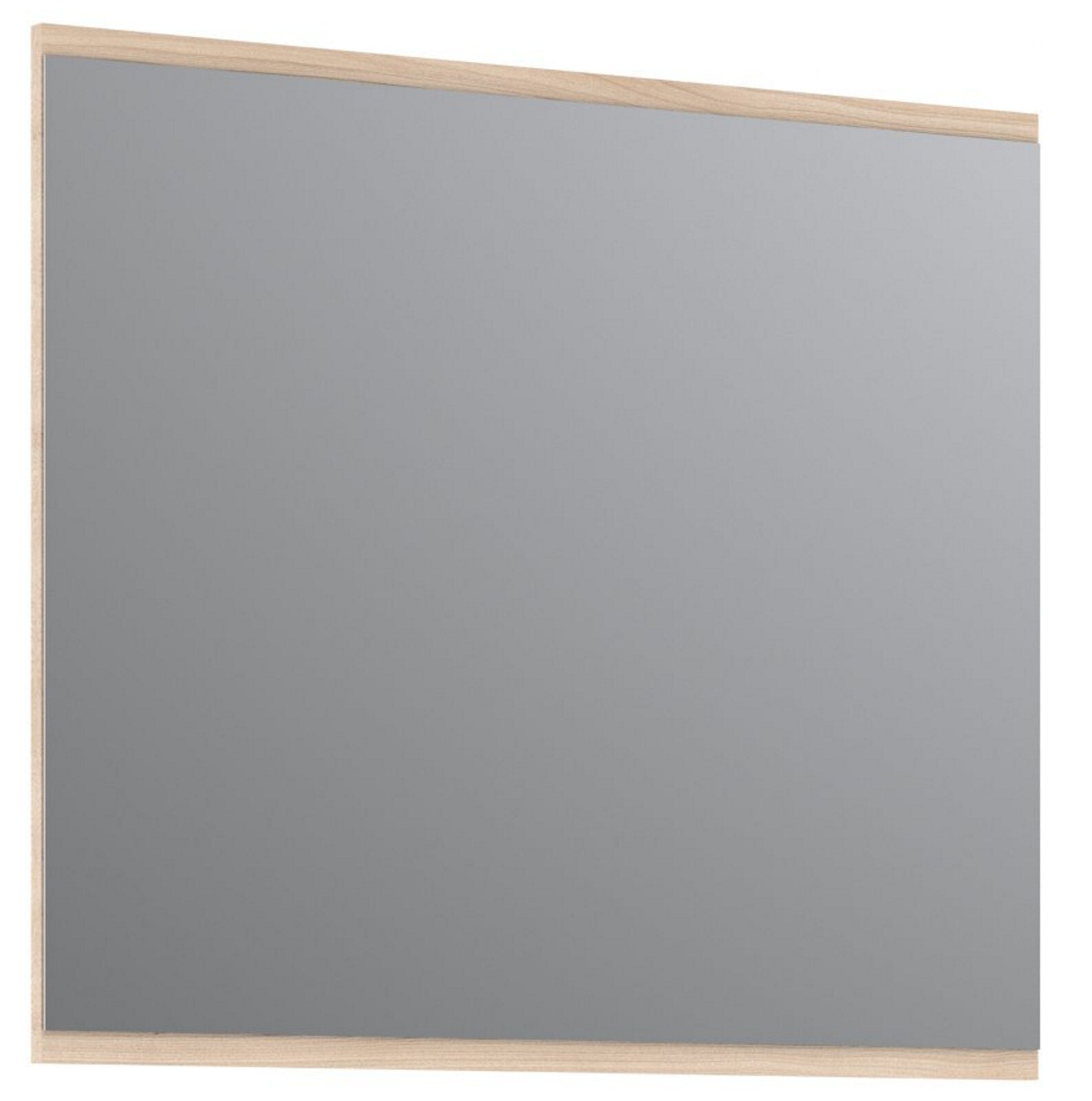 Rechteckiger Spiegel mit Holzrahmen, seitliche Perspektive