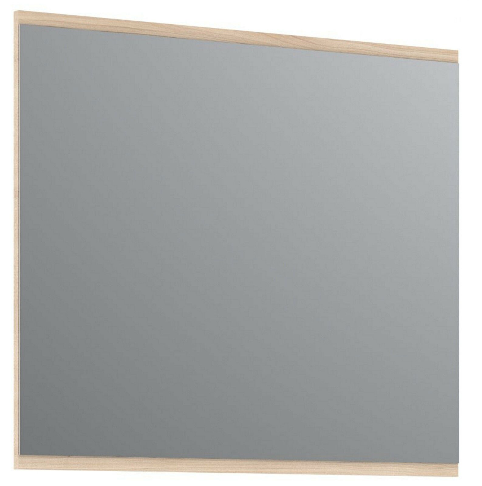 Rechteckiger Spiegel mit Holzrahmen, seitliche Perspektive