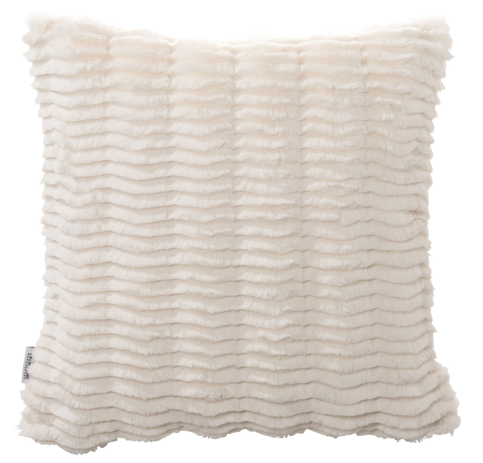 Fellkissenhülle 48x48cm in cremeweißer Farbe mit wellenförmiger Struktur, Frontalansicht