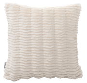 Fellkissenhülle 48x48cm in cremeweißer Farbe mit wellenförmiger Struktur, Frontalansicht