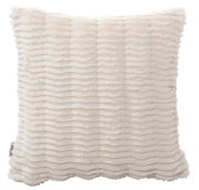 Fellkissenhülle 48x48cm in cremeweißer Farbe mit wellenförmiger Struktur, Frontalansicht