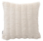 Fellkissenhülle 48x48cm in cremeweißer Farbe mit wellenförmiger Struktur, Frontalansicht
