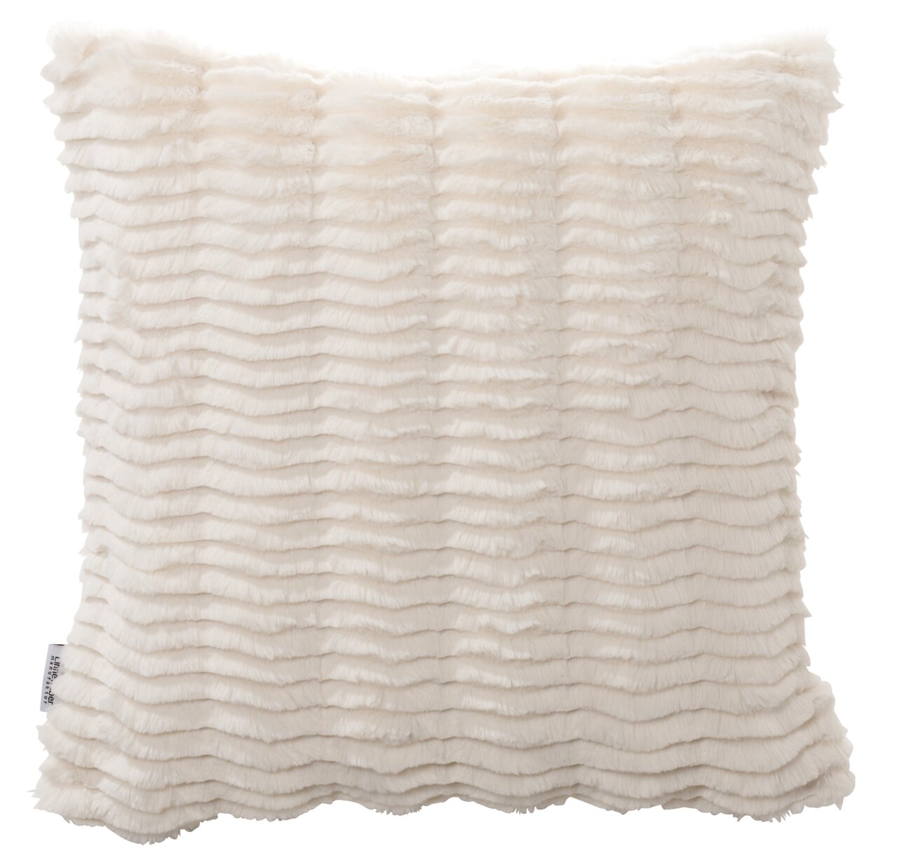 Fellkissenhülle 48x48cm in cremeweißer Farbe mit wellenförmiger Struktur, Frontalansicht